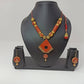 Terracotta Diamond Pendant Mini Necklace Set With Hangings