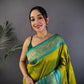 Joban Fashion Banarasi Light Green Woven Soft Silk Saree | Swadesiicart