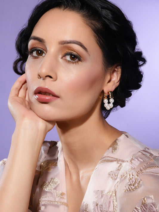 Hoop Pearl Earrings- Ruby Raang | Swadesiicart