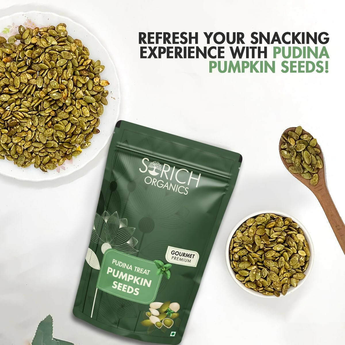 Sorich Organics Pudina Treat Pumpkin Seeds - Swadesiicart