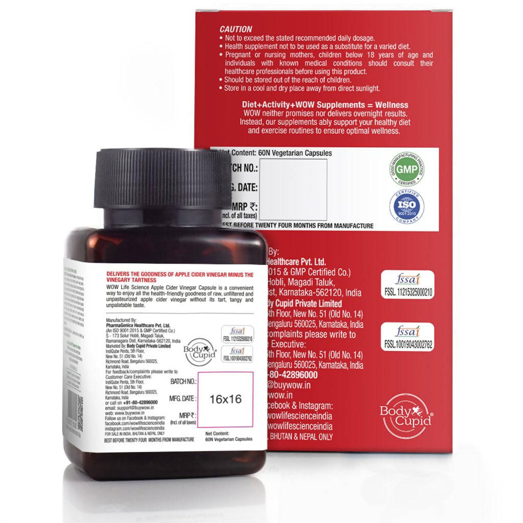 Wow Life Science Apple Cider Vinegar Capsules | Swadesiicart
