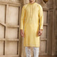 Raivat Ethnic Banarasi Art Silk Mirror Work Kurta Pajama In Yellow Colour | Swadesiicart