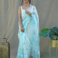 Vamsee Menka Sky Color Organza Saree - Swadesiicart