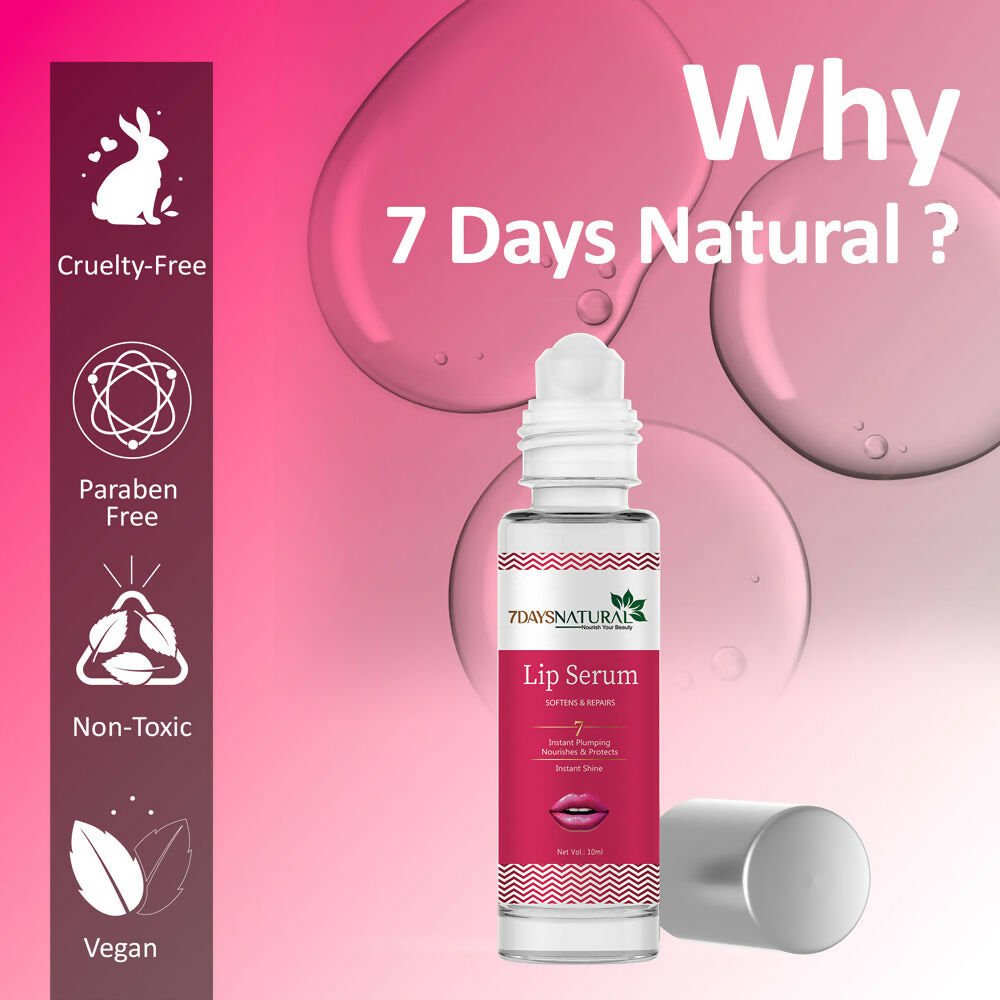 7 Days Premium Pink Lip Serum Oil For Lip Shine, Glossy, Soft With Moisturizer - Swadesiicart