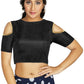 Aastha Fashion Women's Black Art Silk Cold Shoulder Sleeve Readymade Blouse