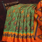 Parrot Green And Orange Colour Printed Cotton Brasso Saree By Gayathri Reddy Designer Studio | Swadesiicart