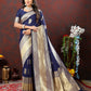 Lorenvalley Fashion Navyblue Soft Silk Woven Design Gold Zari Weaving Saree - Swadesiicart