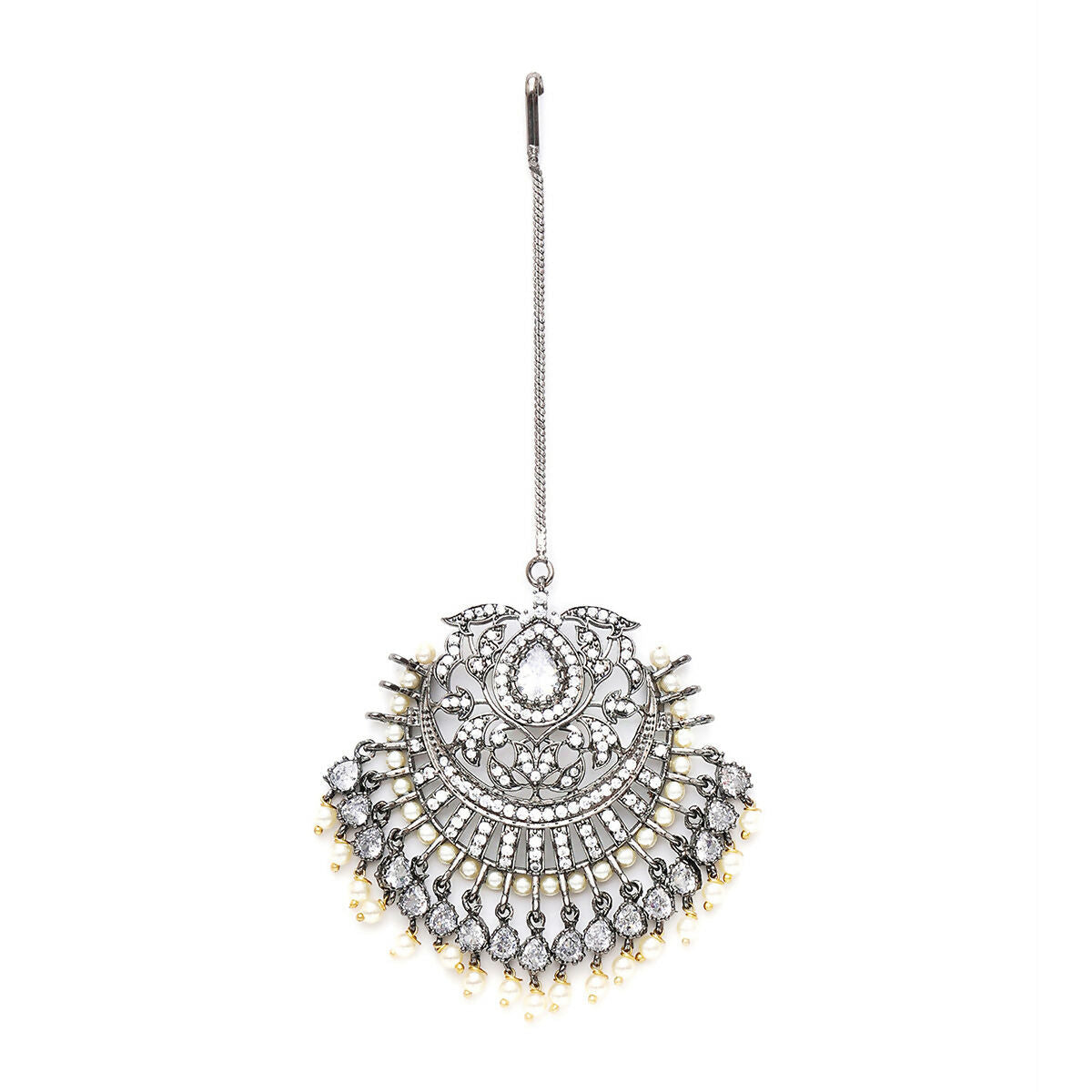 Oversized Diamond Maang Tikka- Ruby Raang | Swadesiicart