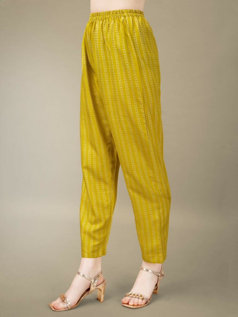 Jyoti Fashion Women's Yellow Rayon Embroidery & Sequence work Kurta with Trouser & Dupatta | Swadesiicart