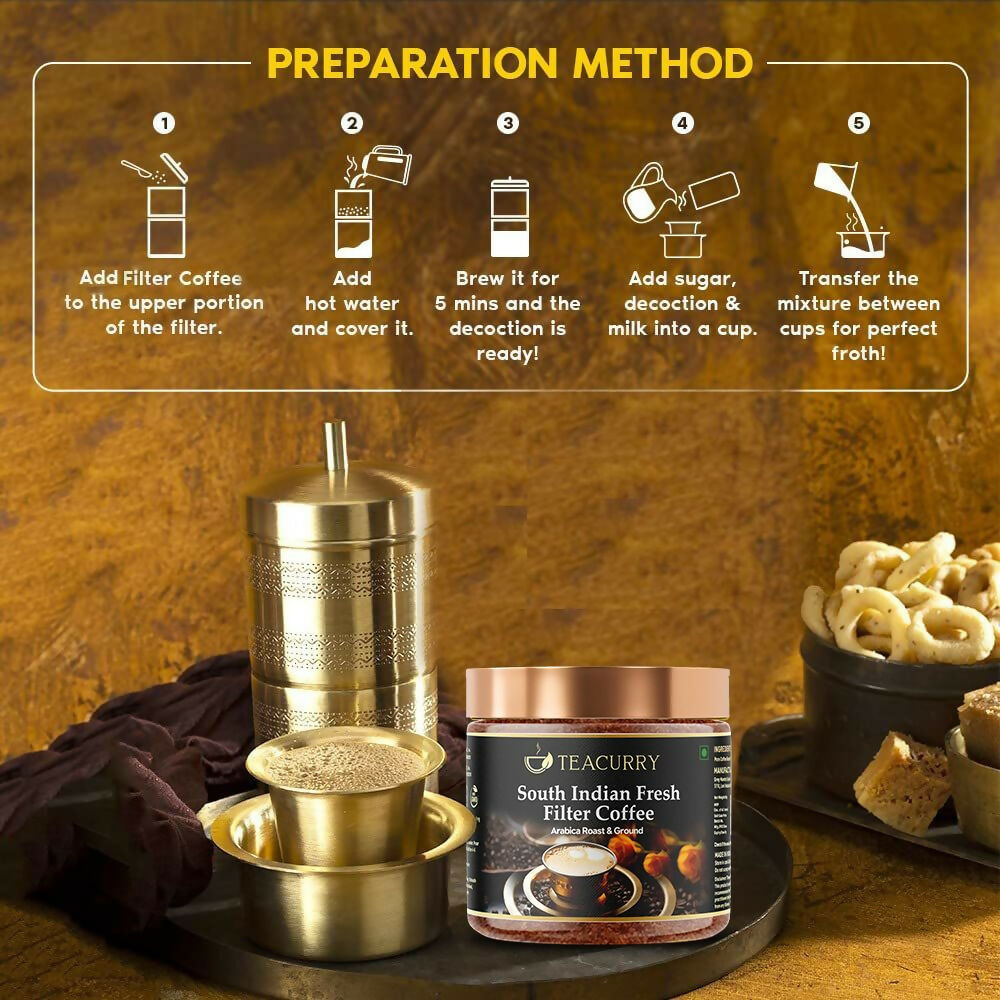 Teacurry South Indian Filter Coffee (100% Arabica Ground Coffee) for Authentic South Indian Taste - Kaapi Coffee - Swadesiicart