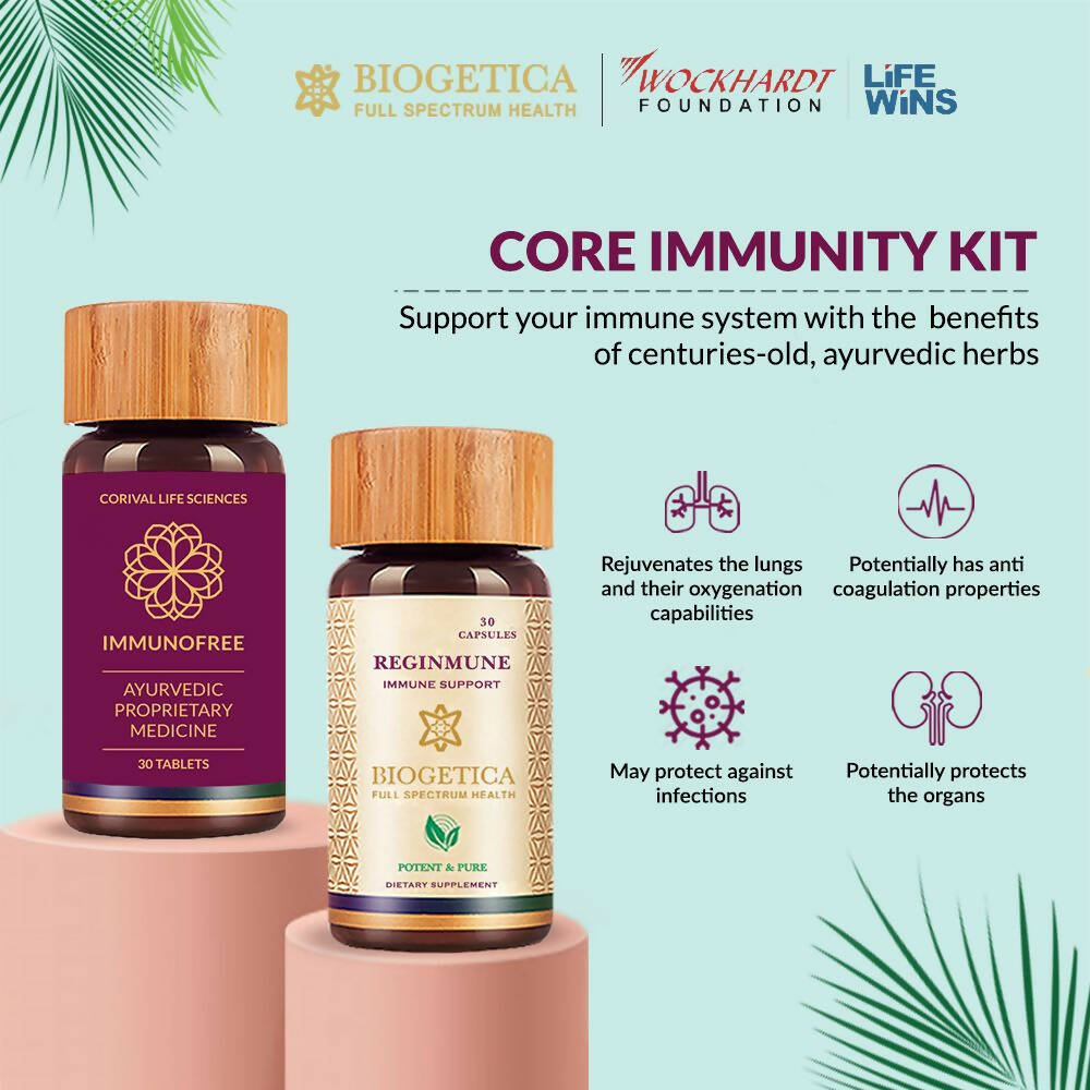 Biogetica Core Immunity Kit - Immunofree Tablets and Reginmune Capsules - Swadesiicart