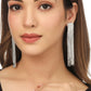 NVR Women Silver Toned Contemporary Ad Studded Drop Earrings | Swadesiicart