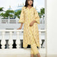 Vaasva Women's Yellow Cotton Printed Kurta Pant Set | Swadesiicart