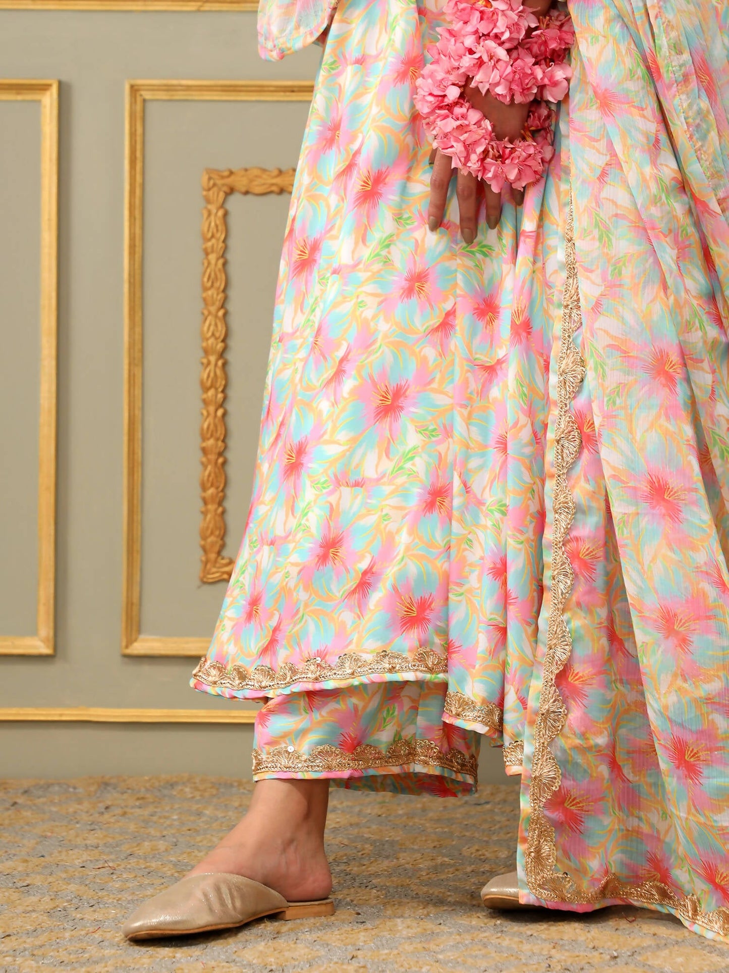 Pomcha Jaipur Pink Saadgi Gulistan Anarkali Set | Swadesiicart