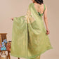 Astita Banarasi Silk Cream & Light Green Saree | Swadesiicart