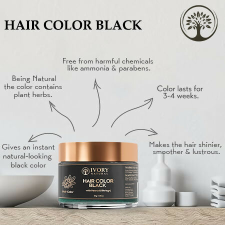 Ivory Natural Black Hair Color - Plant-Based Natural Hair Color - Both For Men Women | Swadesiicart