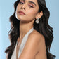 Clear Stone Kundan Earrings with Diamond Detailing- Ruby Raang | Swadesiicart