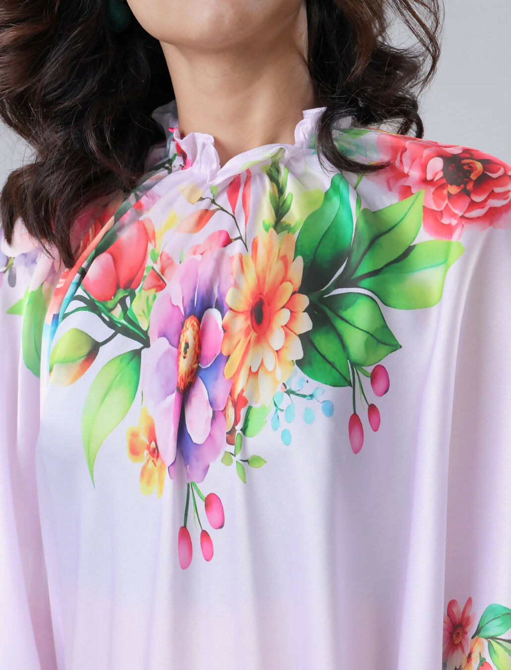 Vastranavya Mauve Freehand Flower Print Ready to Wear Saree | Swadesiicart
