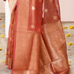Joban Fashion Rose Gold Banarasi Tissue Pure Handloom Banarasi Silk Saree | Swadesiicart