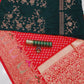 DEIANA'S Beautiful Designer Golden zari Soft Lichi Silk Saree - Red - Swadesiicart