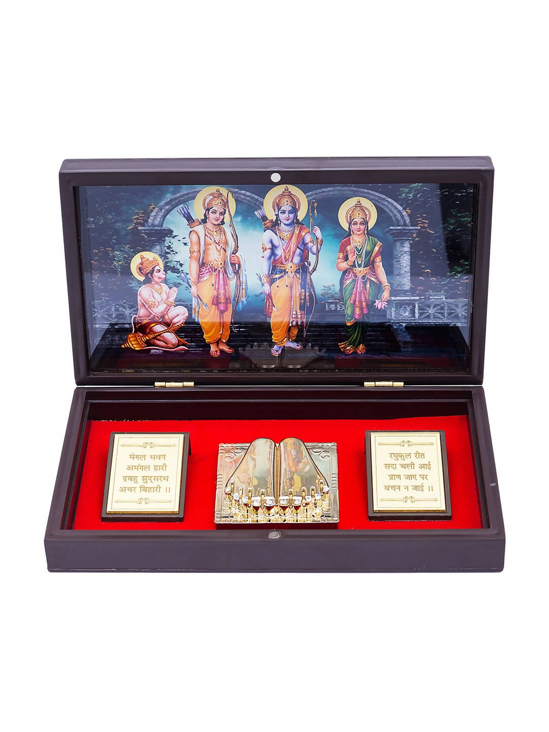 Golden Peacock 24 Ct Gold-Polished & Brown Ram Darbaar Pooja Box | Swadesiicart