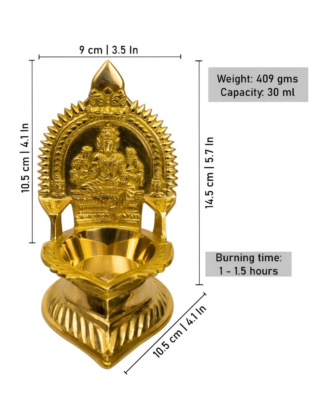 Spillbox Gold-Toned Brass Varagi Amman Diya Pooja Essential | Swadesiicart