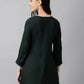 Green Rayon Yoke Embroidered A-line Top - Tarini - Swadesiicart