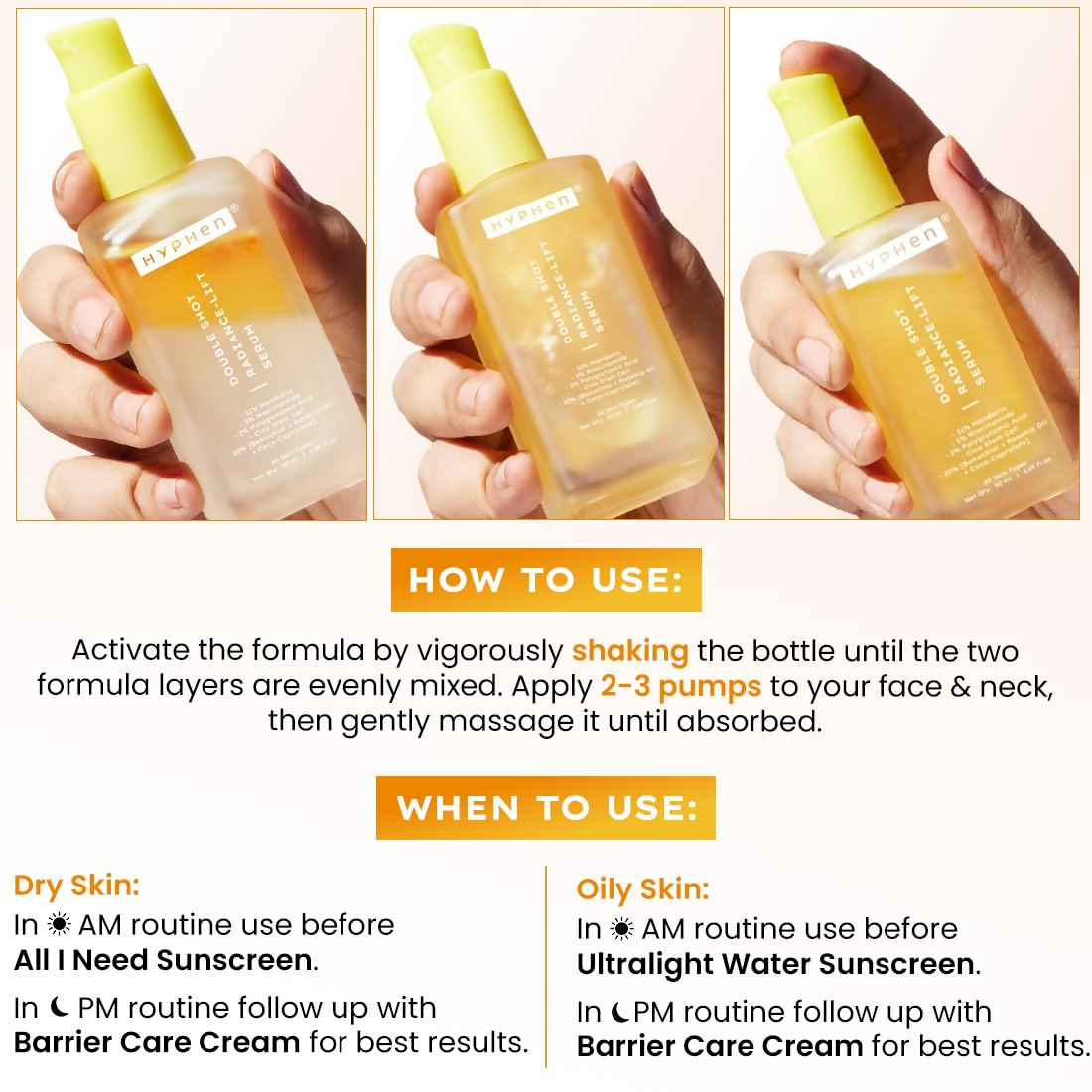 Hyphen Double Shot Face Serum with 18% Brightening & 20% Collagen | Swadesiicart