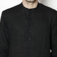 Even Apparels Black Linen Linen Men's Kurta With Band Collar | Swadesiicart