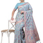 Blue Silk Blend Woven Design Saree With Unstitched Blouse Piece - Aloki