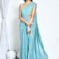Blue Crepe Silk Sequence Embroidered with Stone work Saree - Nimaya Benzy