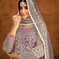 Anaita Lavender Embroidered Net Anarkali Suit