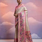 Vishnu Weaves Women's White Paithani Silk Zari Woven Saree with Blouse - Swadesiicart