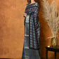 Very Much Indian Modal Silk Ajrakh Handblock Printed Natural Dyes With Designer Border Saree - Black | Swadesiicart