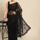 Black Woven Design Net Saree with Blouse Piece - Kalamkari