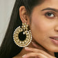 Nuyug 22K Gold-Plated Kundan Studded & Pearl Beaded Floral Chandbali Earrings | Swadesiicart