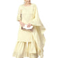 Ahalyaa Cream Crepe Glitter Print Kurta Sharara Set With Dupatta | Swadesiicart