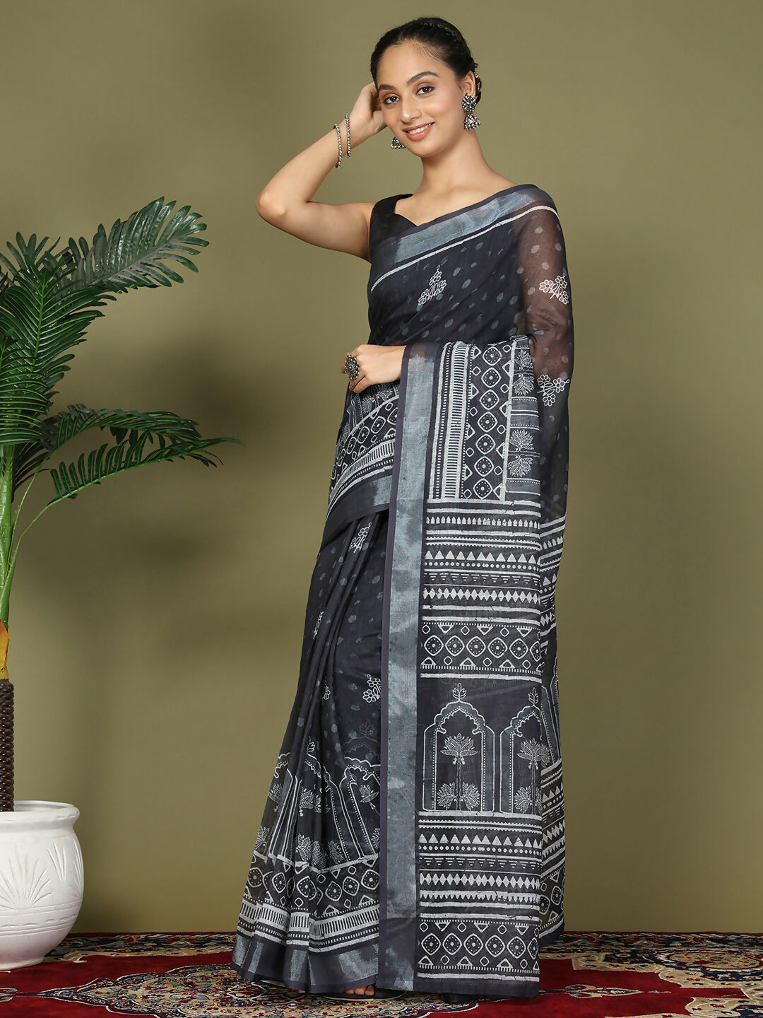 Shree Shyam Fashion Cotton Black Saree