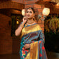 Jyoti Fashion Women's Teal Paithani Silk Zari Woven Saree with Blouse | Swadesiicart