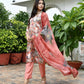 Vaasva Women's Rust Tissue Gota Embroidered Suit Set With Solid Pant And Embroidered Dupatta | Swadesiicart