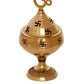 eCraftIndia Gold-Toned Om and Swastik Brass Diya - Swadesiicart