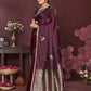Joban Fashion Wine Floral Banarasi Silk Sarees | Swadesiicart