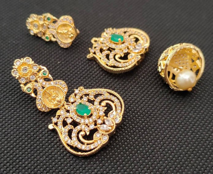 AD Emeralds designer 4 in 1 Traditional Earrings | Swadesiicart