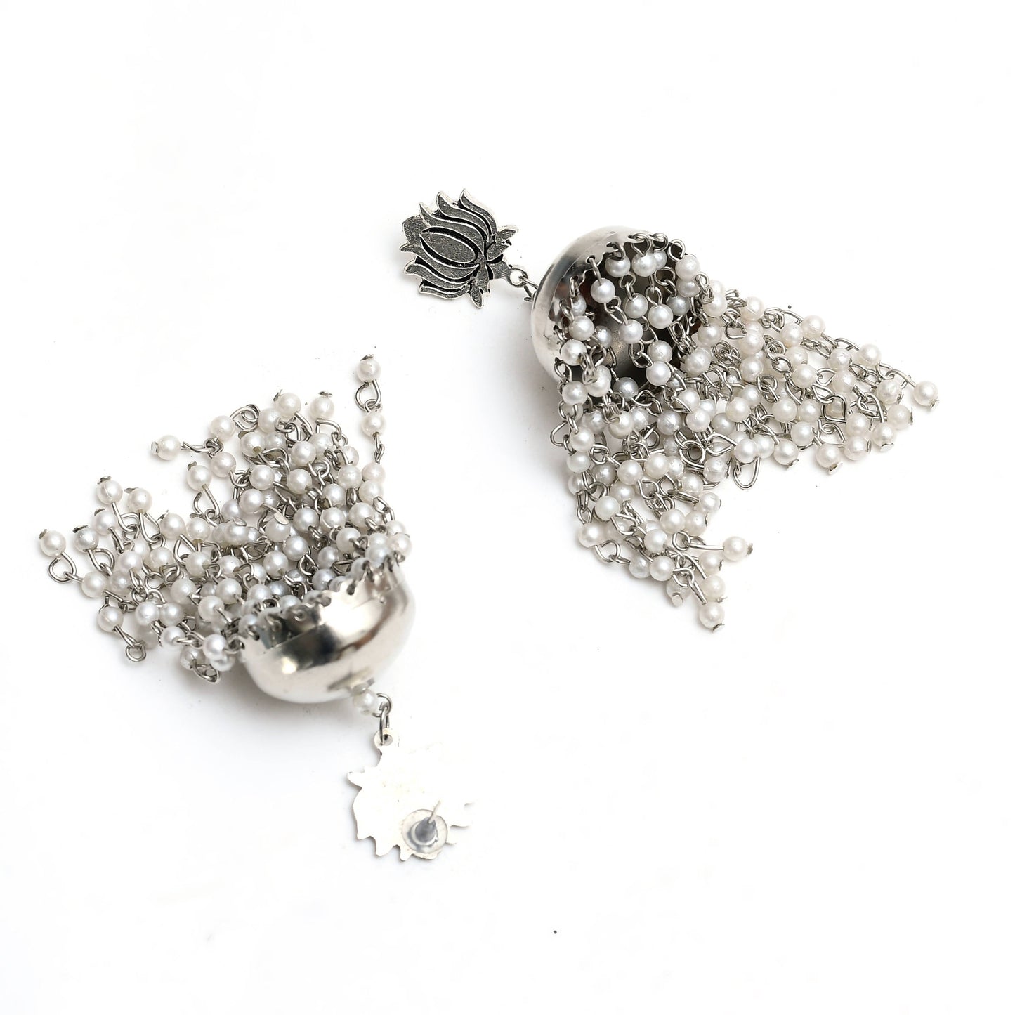 Mominos Fashion Johar Kamal Lotus Design Earrings With Pearls Jhumkas - Swadesiicart