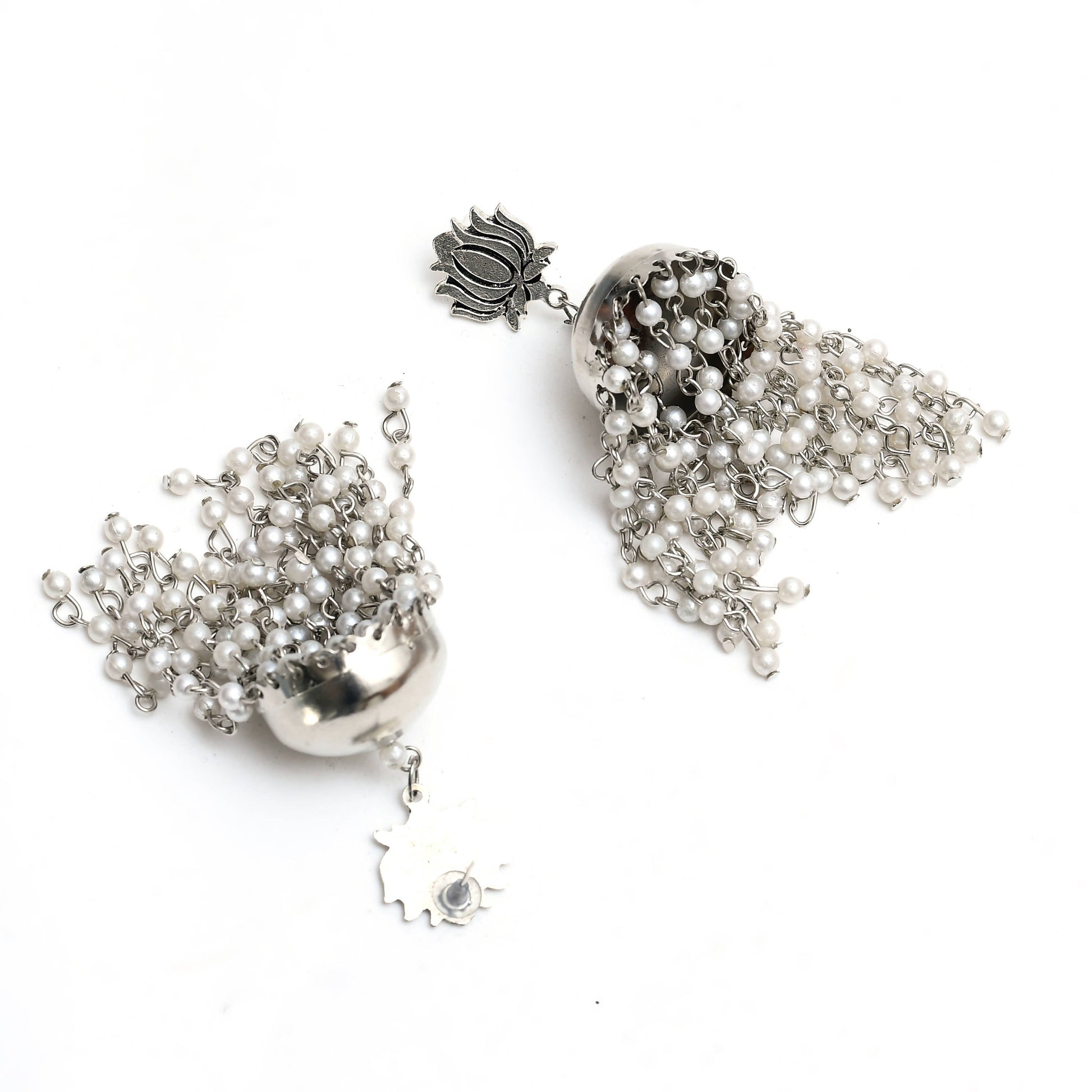 Mominos Fashion Johar Kamal Lotus Design Earrings With Pearls Jhumkas - Swadesiicart