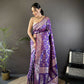 Joban Fashion Purple Meenakari Banarasi Silk Sarees | Swadesiicart