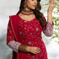 Aayaa Designer Faux Gorgette Embroidery Zari Sequins Thread work Full Flaired plazzo Suit with Dupatta - Maroon
