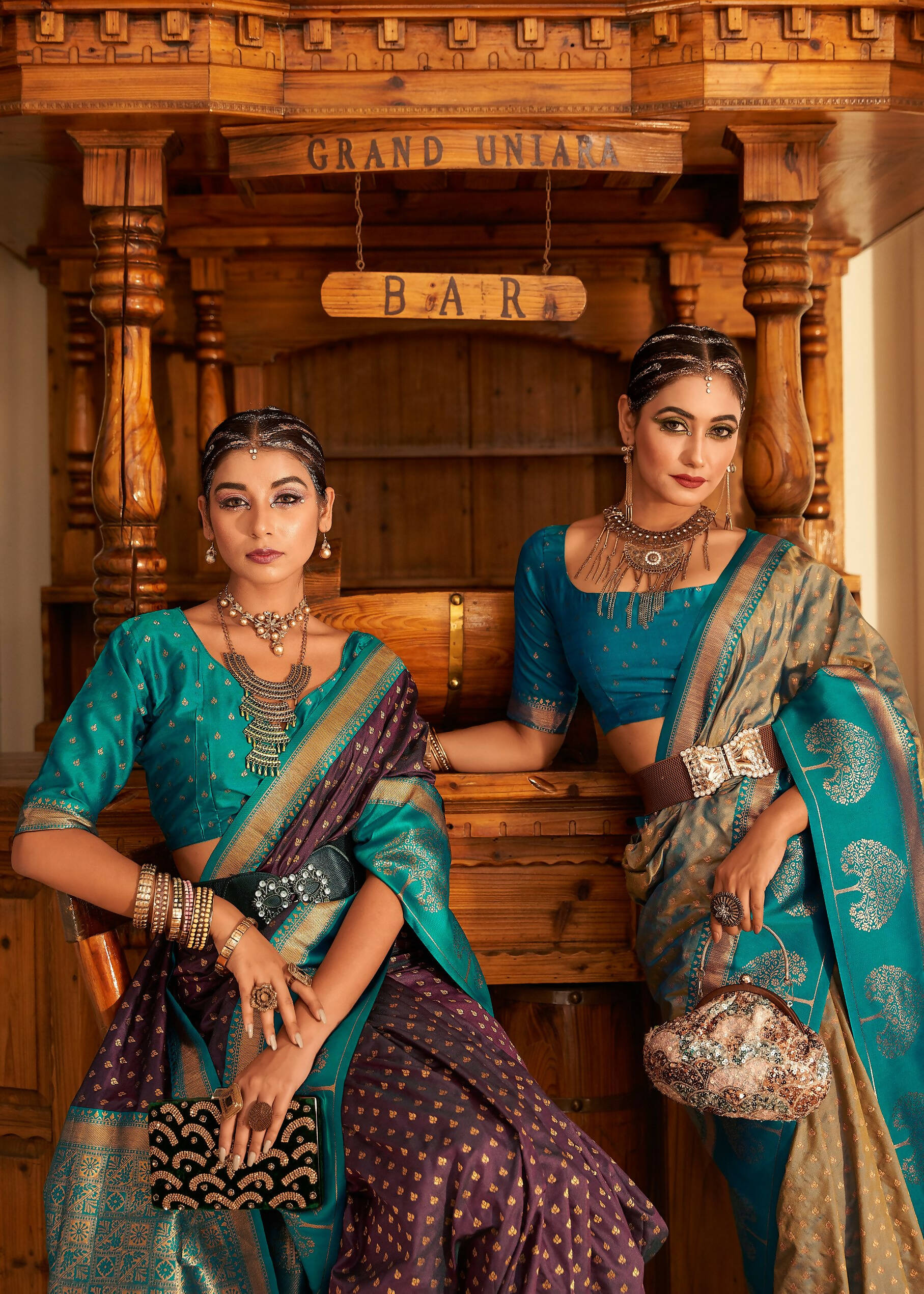 Wine Soft Banarasi Paithani Copper Zari Weaving Saree With Unstitched Blouse Piece - Jodha | Swadesiicart