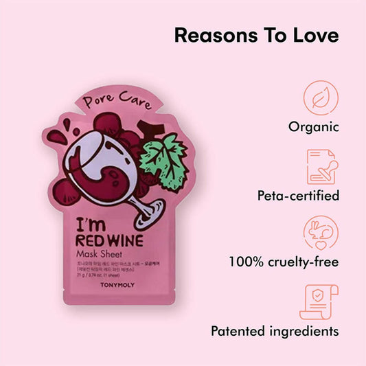Tonymoly I'M Red Wine Mask Sheet - Korean Skincare - Swadesiicart