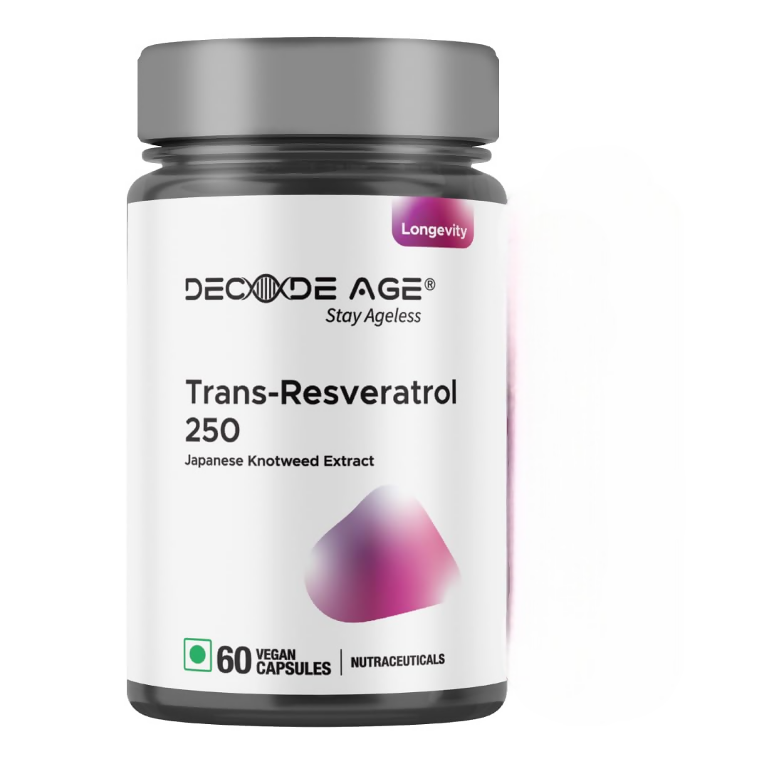 Decode Age 99.5% Pure Trans Resveratrol 250mg Supplement Capsules | Swadesiicart